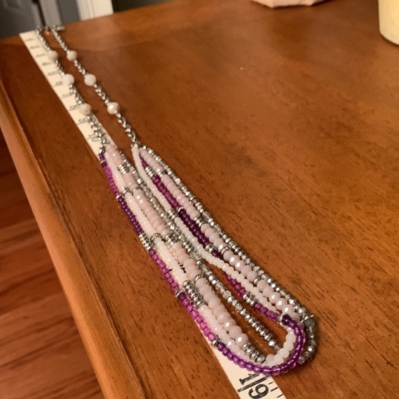 WHBM Long Chain Linked Necklace with Multi Color  Cut Beads - Picture 7 of 14